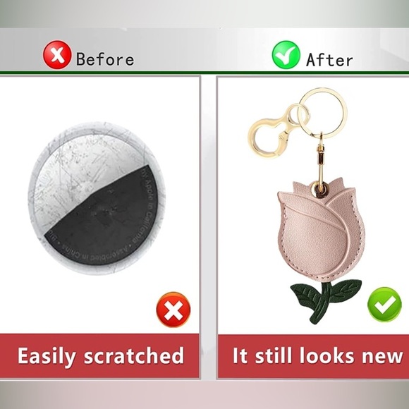 Leather Rose AirTag Keychain Or Bag Charm - Picture 4 of 6